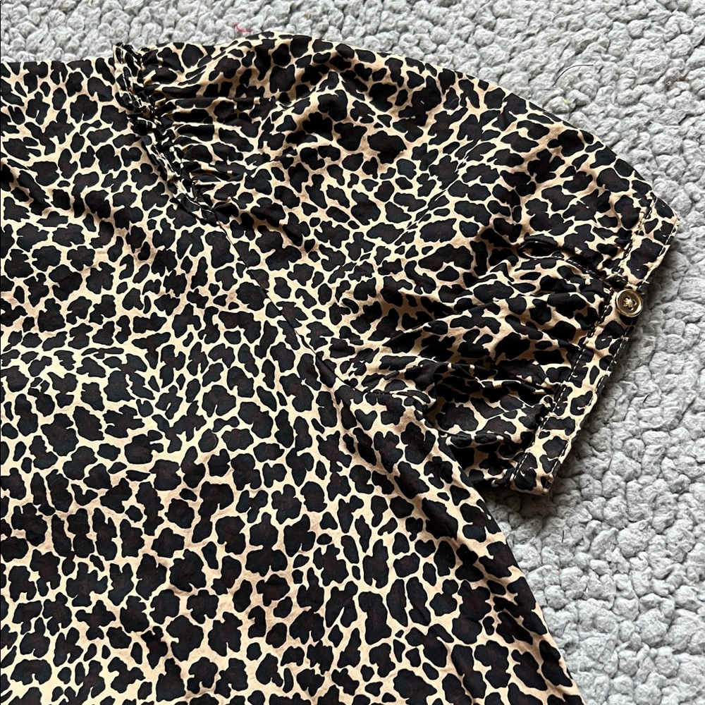 J. Crew J6080 Short Sleeve Puff Sleeve Leopard Print Top - Picture 11 of 11